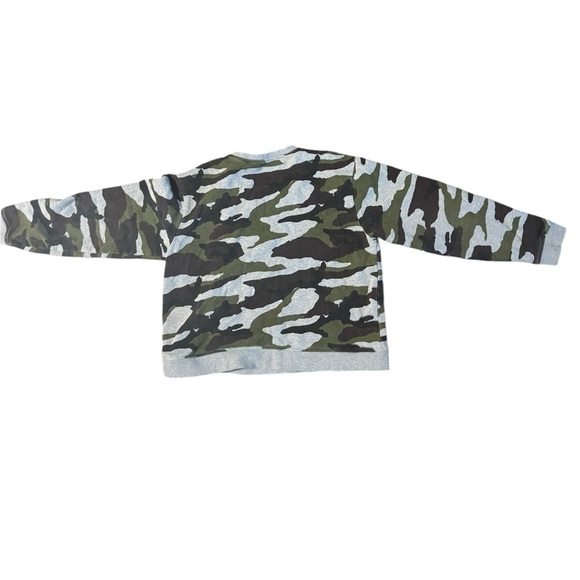 Kule Women's Medium 100% ORGANIC COTTON FLEECE Camo Sweatshirt Pullover Green - Picture 4 of 14